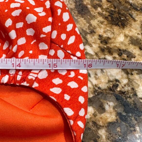 She + Sky Small Orange and White Spaghetti Strap Petal Skirt Romper - Picture 10 of 11